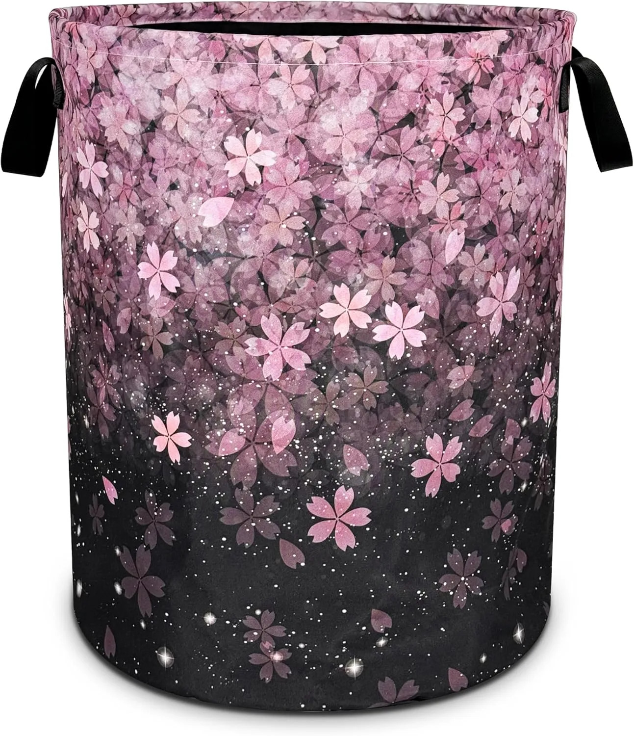 Cherry Blossoms Laundry Basket Pink Flowers Foldable Oxford Cloth Funny Tote Bag Laundry Hamper Clothes Storage Bucket Toy Organizer For Bathroom/Laundry Storage/Bedroom 18.9x16.5 Inch