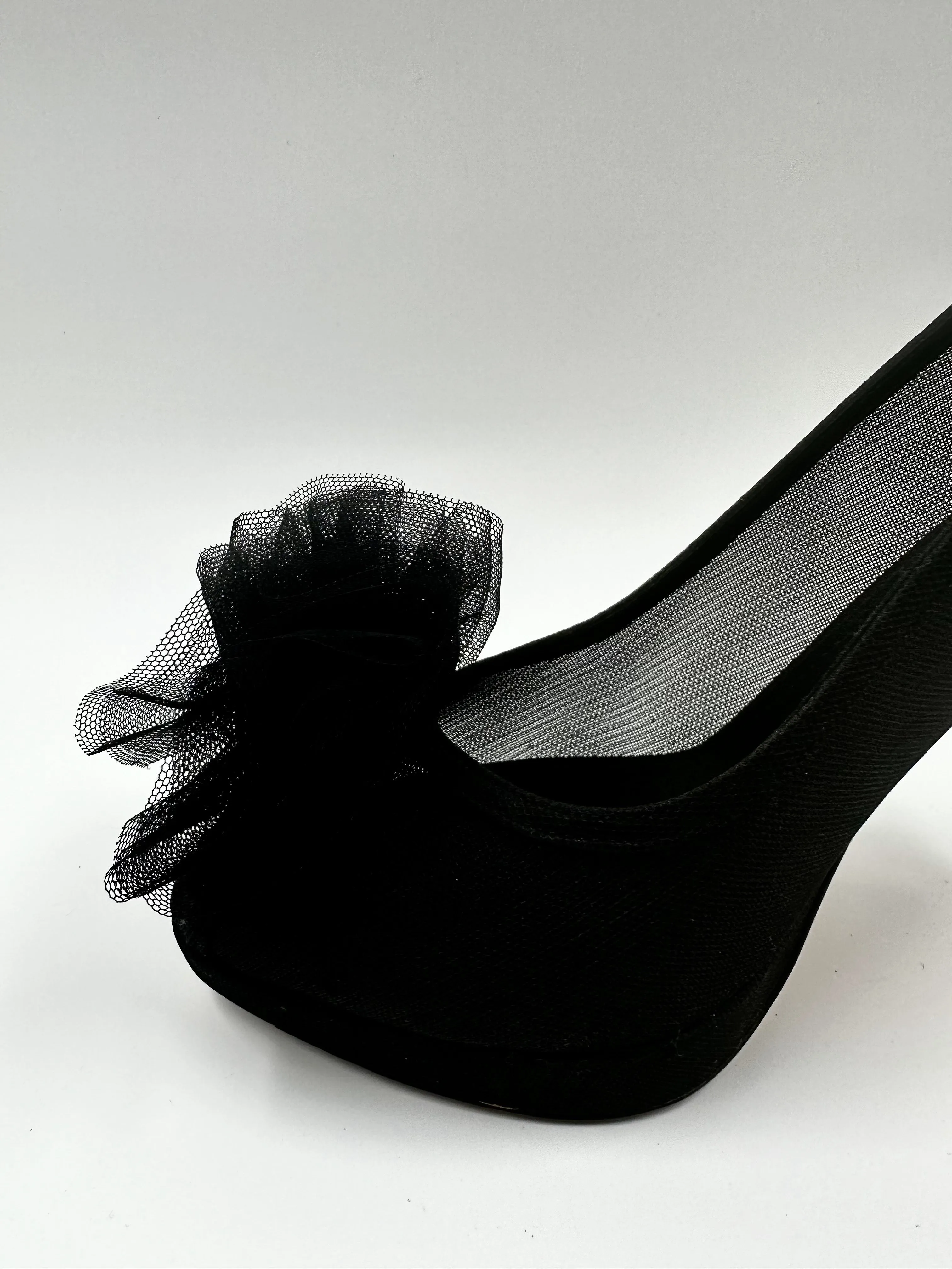 CHRISTIAN DIOR Black High Heel Pump Peep Toe