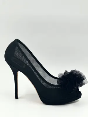 CHRISTIAN DIOR Black High Heel Pump Peep Toe