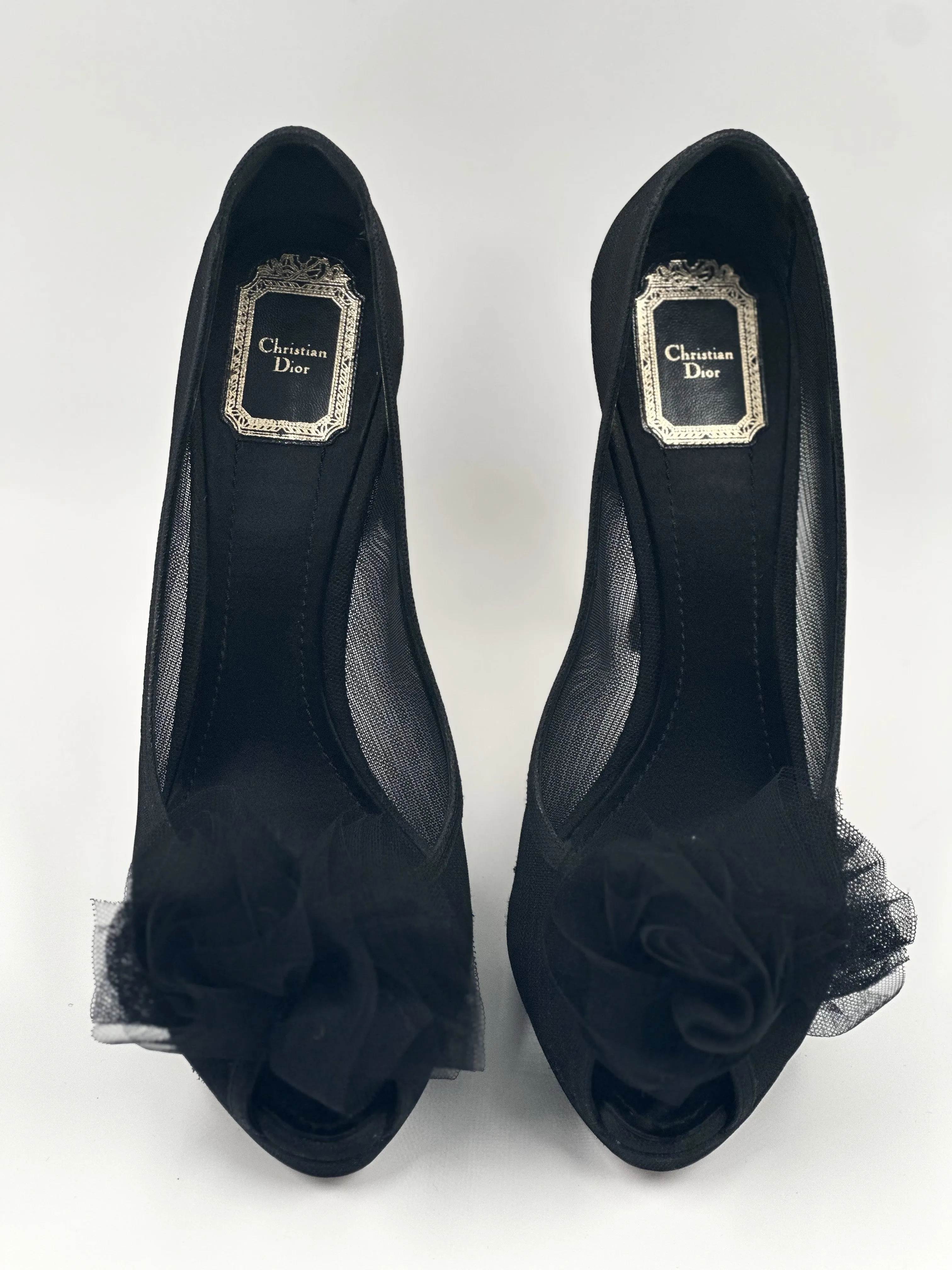 CHRISTIAN DIOR Black High Heel Pump Peep Toe