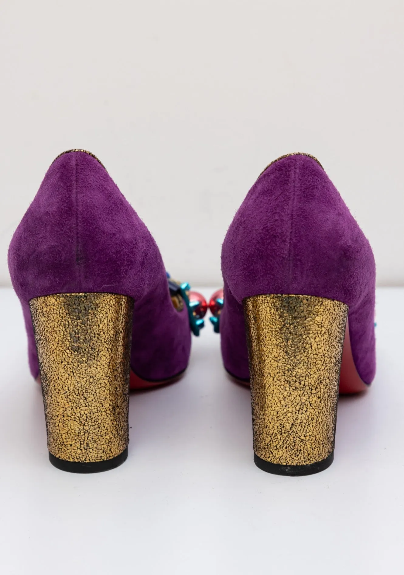 CHRISTIAN LOUBOUTIN Purple Suede Oaxacana Jeweled Pumps