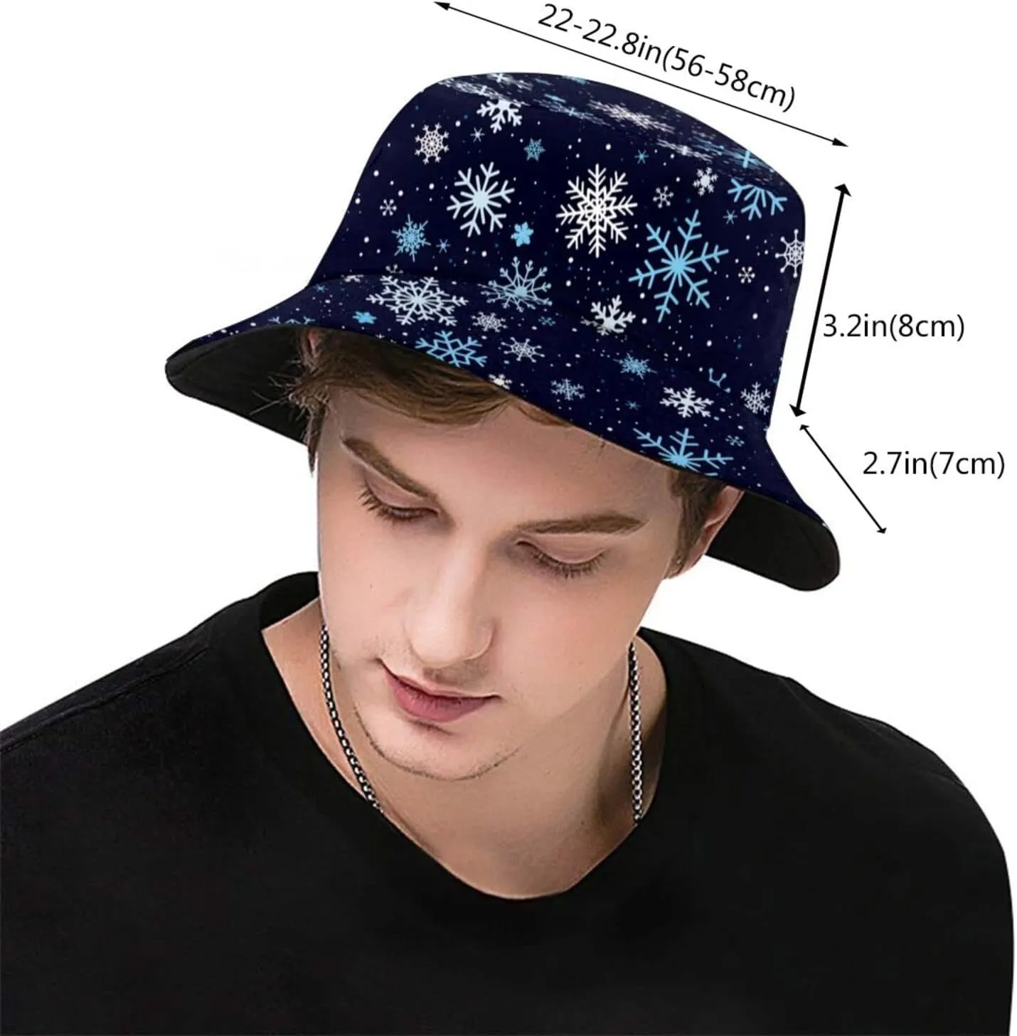 Christmas Red Snowflakes Pattern Bucket Hat Packable Fashion Fisherman Hat Travel Beach Sun Hat