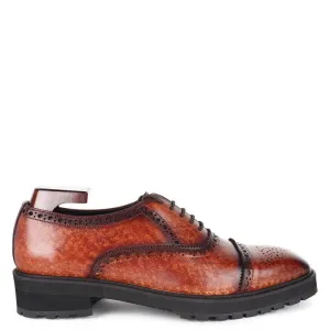 Classic Design Patina Captoe Leather Oxford Shoes