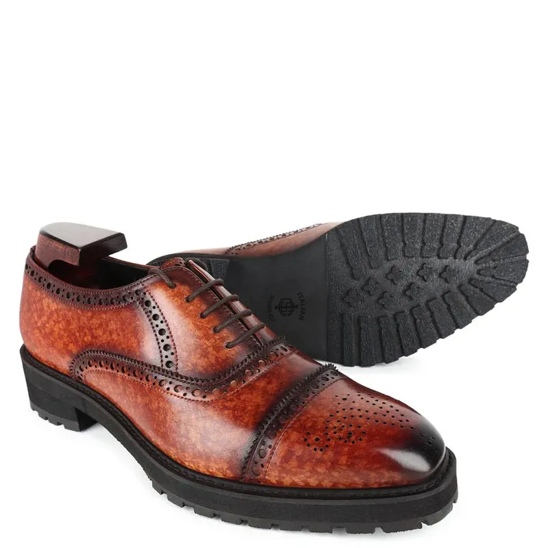 Classic Design Patina Captoe Leather Oxford Shoes