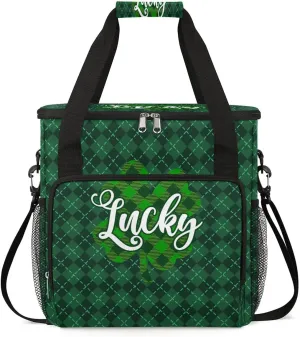 Coffee Maker Carring Bag Clover Word St Patrick's Day Travel Carrying Storage Tote Bag Compatible with Keurig K-Mini or K-Mini Plus Portable Single Serve Coffee Brewer Case with Pockets for K-cup Pods