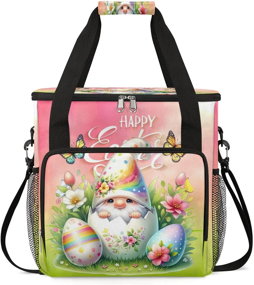 Coffee Maker Carring Bag Easter Gnome Holiday Travel Carrying Storage Tote Bag Compatible with Keurig K-Mini or K-Mini Plus Portable Single Serve Coffee Brewer Case with Pockets for K-cup Pods