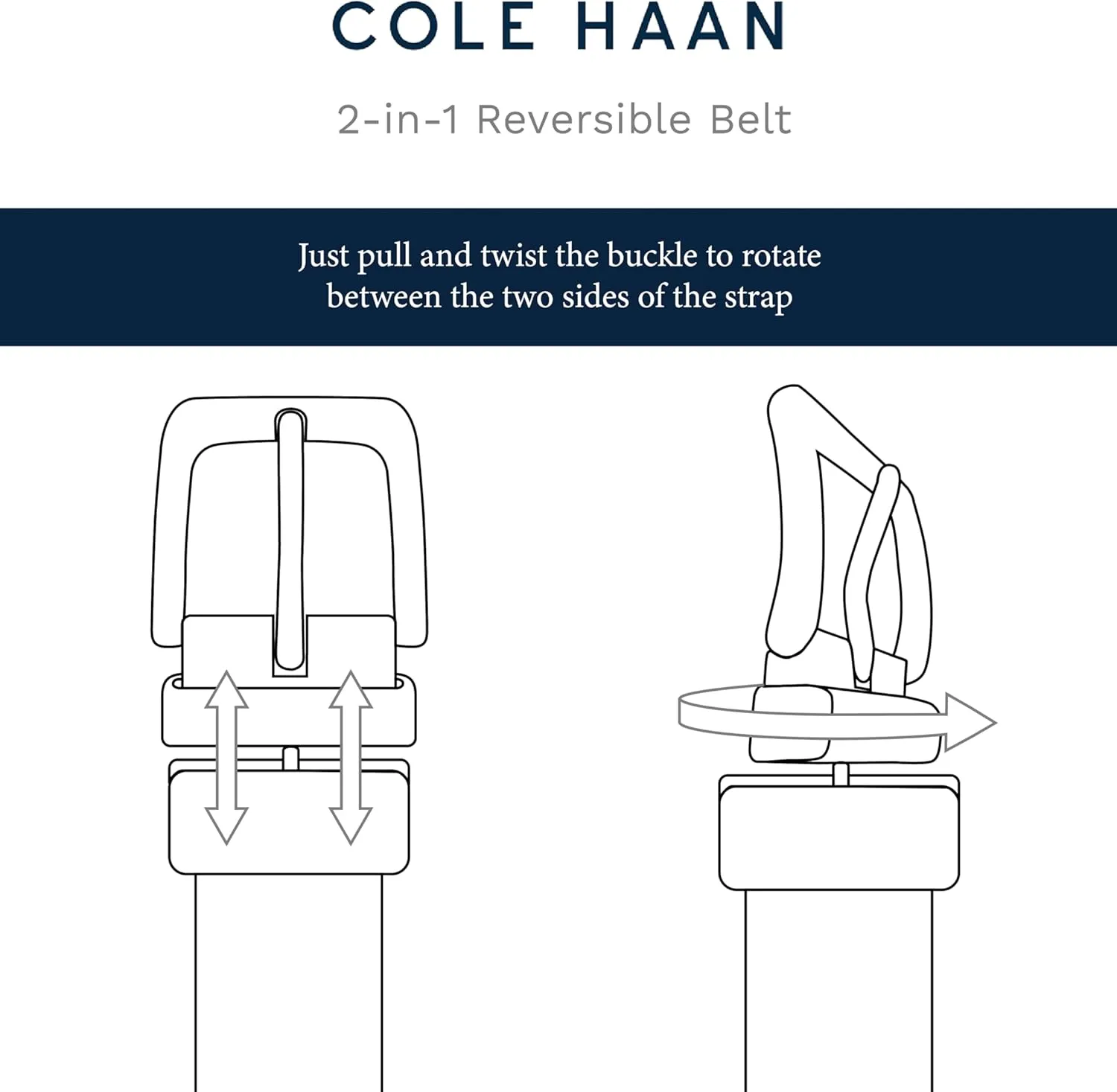 Cole Haan mens Reversible Center Bar Buckle Casual Belt