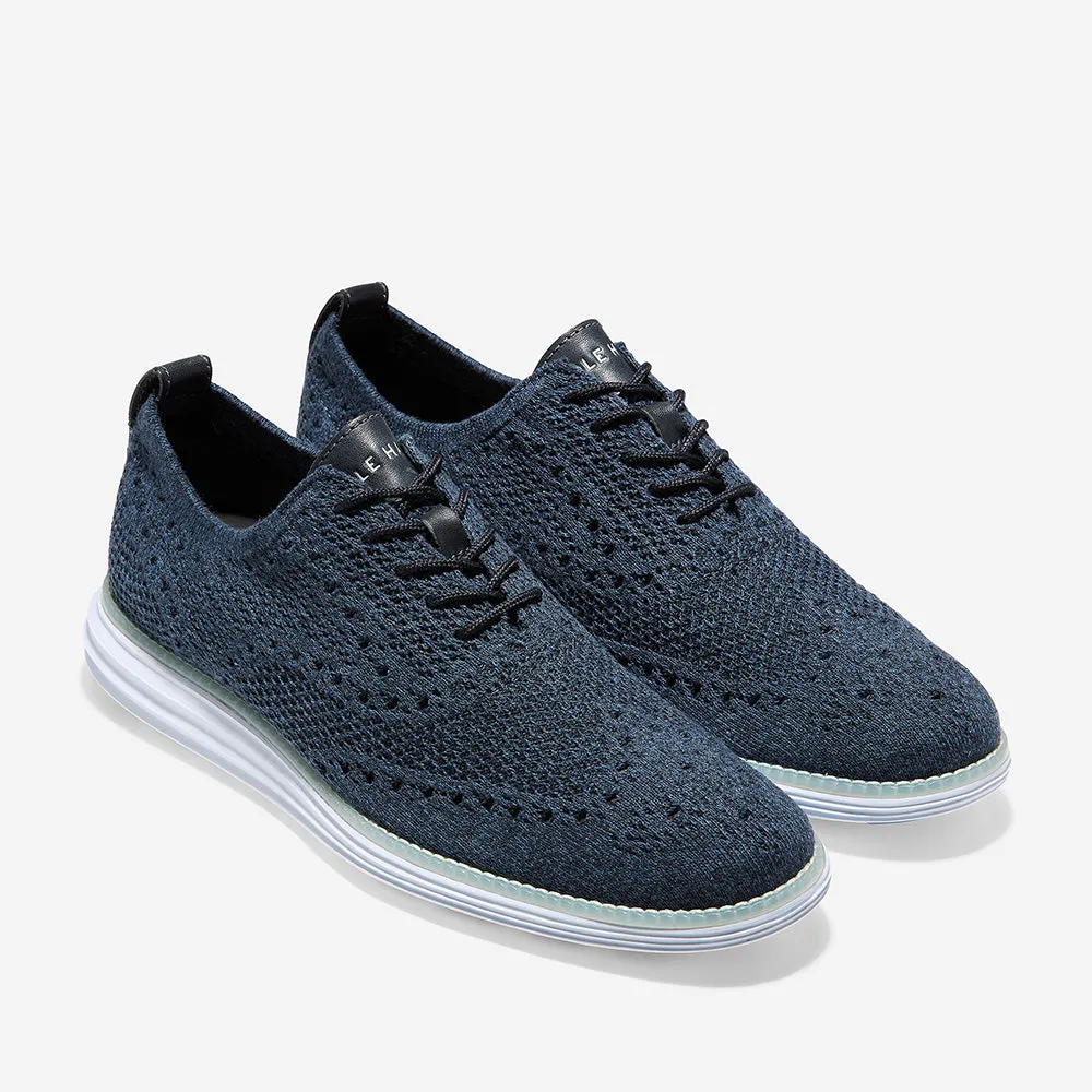 Cole Haan ØriginalGrand Stitchlite Wingtip Oxford Navy Ink/True Blue/Vintage Indigo Knit/Optic White