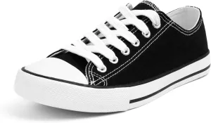 Colgo Women's Canvas Shoes, Lace-Up Low-Top Comfortable Breathable Sneakers for Women, Non-Slip Fashion Flats