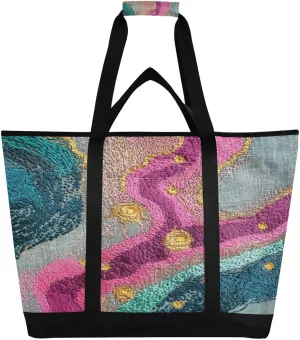 Colorful Marble Reusable Insulated Lunchbox Cooler Bag, Leakproof Kitchen Grocery Bag Collapsible Portable Cooler Tote Bag for Picnic, Camping, Office, Travel