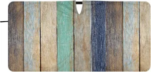 Colorful Wooden Plank Vintage Hardwood Concept Custom Auto Car Front Sunshade, Windshield Automobile Foldable Sunshade Cover with Storage Bag, Summer Heat Protection (Small)