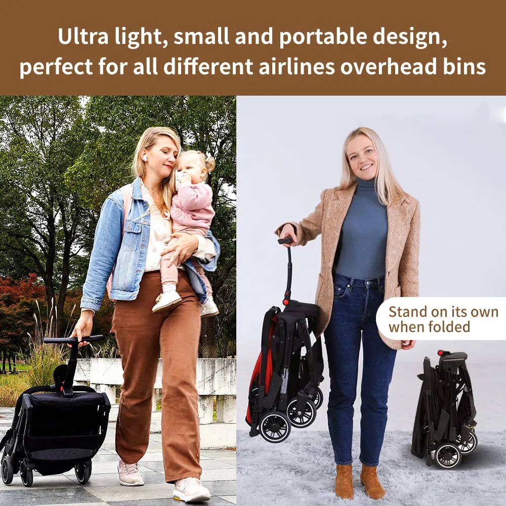 COOL KIDS Portable Stroller with Automatic Fold，Lightweight Umbrella Stroller with Pop Out Sun Canopy，Compact Strollers for Travel(Black)