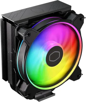 Cooler Master Hyper 212 Halo CPU Sink - Black Aluminum Finish, 4 Heat Continuous Direct Contact Pipes with Fins, MF120 Halo2 ARGB Fan, ARGB Detects, LGA1700 and AM5 Support - Black