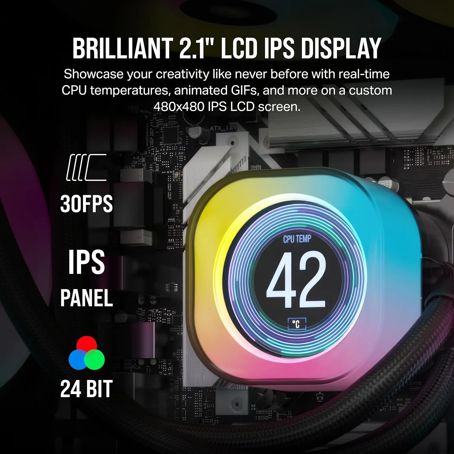 CORSAIR iCUE Link H100i LCD Liquid CPU Cooler - 240mm AIO - QX120 RGB Fans - 2.1” IPS LCD Screen - Fits Intel LGA 1700, AMD AM5 - iCUE Link System Hub Included - Black
