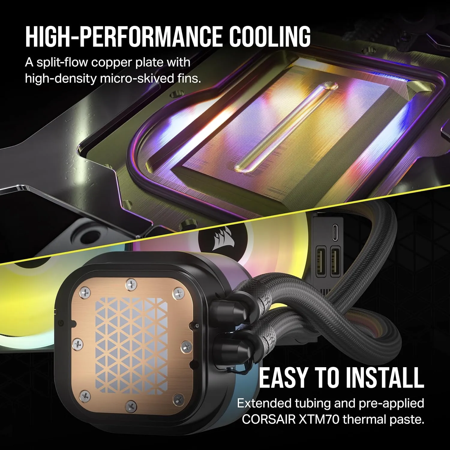 CORSAIR iCUE Link H100i LCD Liquid CPU Cooler - 240mm AIO - QX120 RGB Fans - 2.1” IPS LCD Screen - Fits Intel LGA 1700, AMD AM5 - iCUE Link System Hub Included - Black