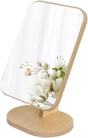 Cosmetic Mirror Simple Wooden Makeup Mirror Home Desktop Foldable Vanity Mirror Office Small Portable Desktop Mirror Dressing Table Mirror (Size : A) (One Color D) (One Color D)