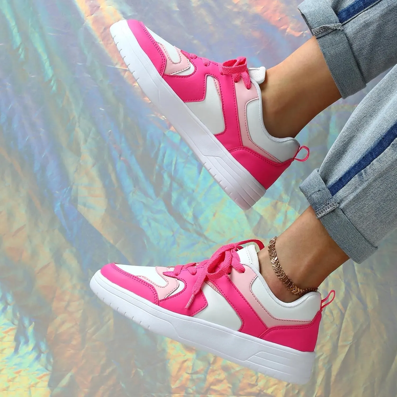 Couples Korean Version of The Trend Lace Up Color Matching Casual Board Shoes Breathable Light River Shoes for Men