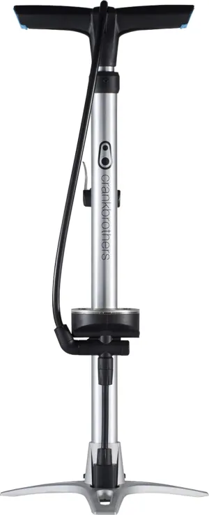 Crankbrothers Sterling Bike Floor Pump - Foot Activated High Pressure/High Volume Switch, Presta & Schrader, Hidden Needle Adapter