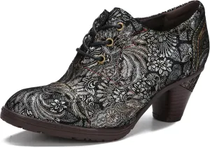 CrazycatZ Leather Pumps,Womens Colorful Vintage Block Heel Pumps Oxford Shoe