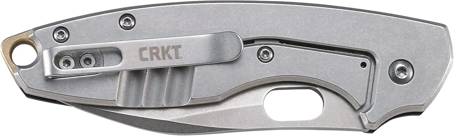 CRKT Pilar III EDC Folding Pocket Knife:D2 Blade Steel, Compact Everyday Carry, Satin Blade with Finger Choil, Thumb Slot Open, Frame Lock Stainless Handle, Reversible Pocket Clip 5317D2