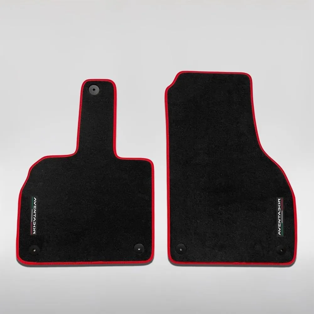 Custom Car Floor Mats for Lamborghini Aventador Miura Homage 2016 Anti-Slip Car Mats Waterproof Carpets Protection Floor Liners Foot Pads, red Border