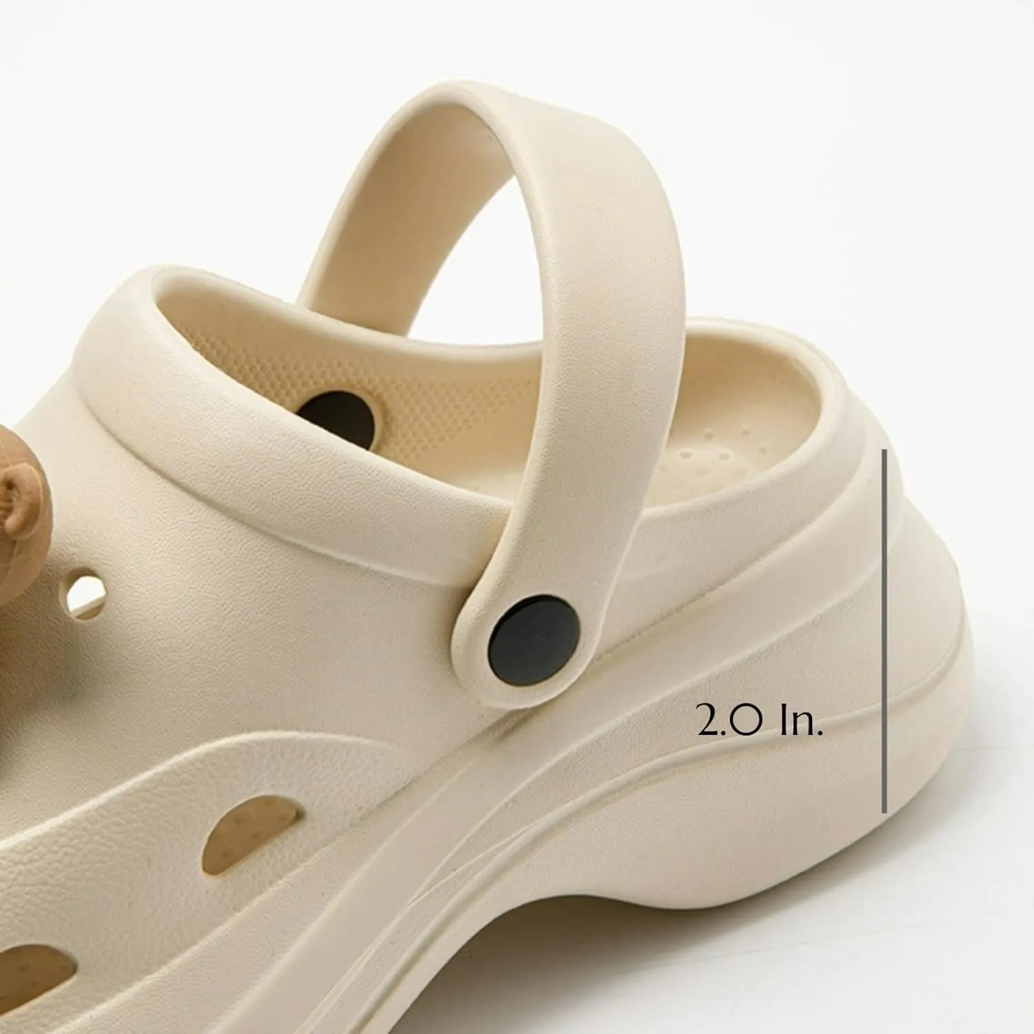 Cute Bowknot Bear Slippers for Women Clogs with Hole EVA 2" Y2K Platform Slides Height Increase Anti-Slip Thick Sole Adjustable Heel Indoor Shower Sandals Outdoor Travel Beach Sandals
