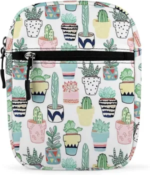 Cute Cacti in Pots Crossbody Bag Small Shoulder Bag Waterproof, Lightweight And Convenient