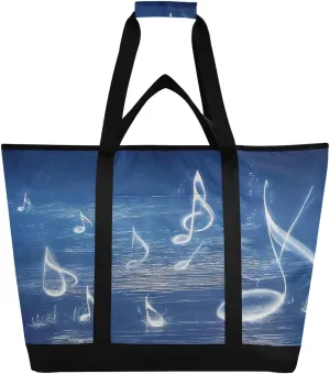 Cute Musical Cheerful Notes Reusable Insulated Lunchbox Cooler Bag, Leakproof Kitchen Grocery Bag Collapsible Portable Cooler Tote Bag for Picnic, Camping, Office, Travel