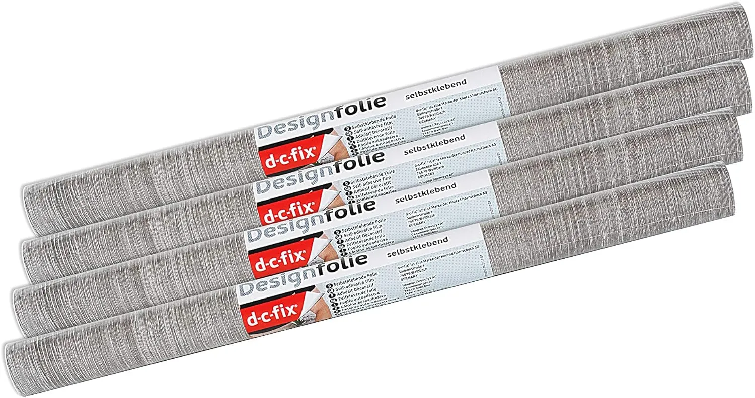 d-c-fix 346-0587-4PK Decorative Self-Adhesive Film, Oak Sheffield Pearl Grey, 17" x 78" Roll, 4-Pack