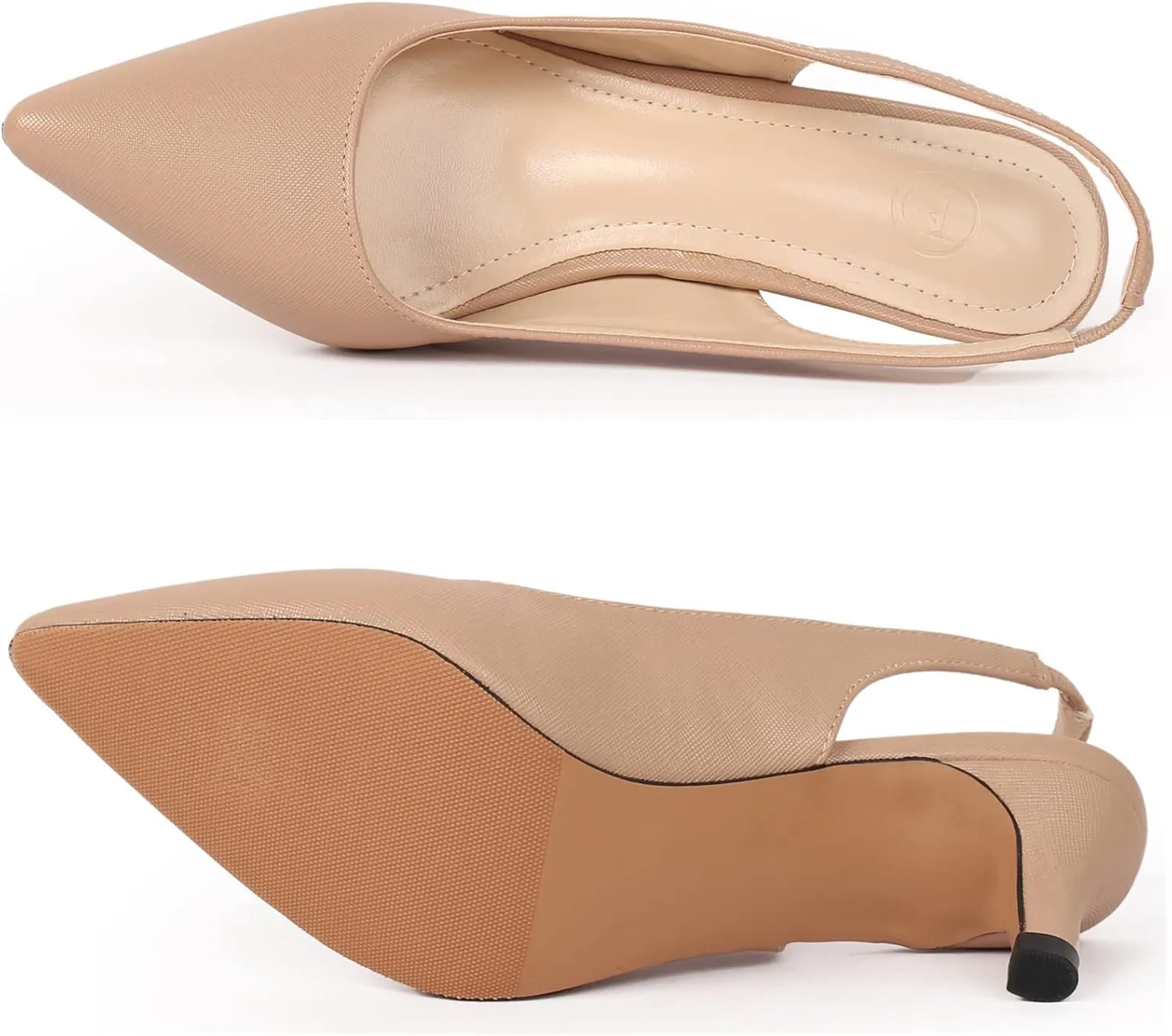 DADAWEN Women's Pointed Toe Slingback Kitten Heel Wedding Party Dress Pump Shoes
