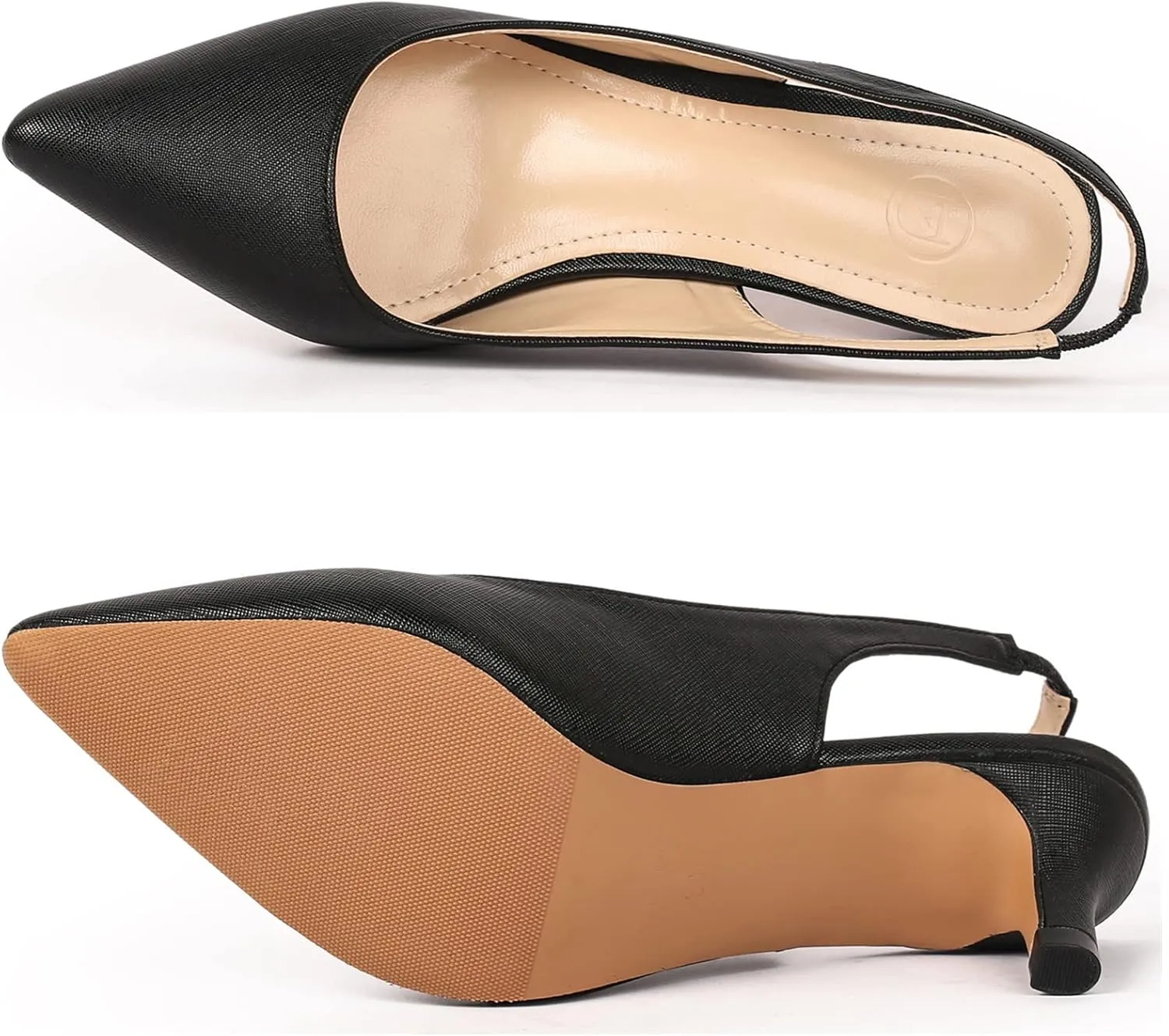 DADAWEN Women's Pointed Toe Slingback Kitten Heel Wedding Party Dress Pump Shoes