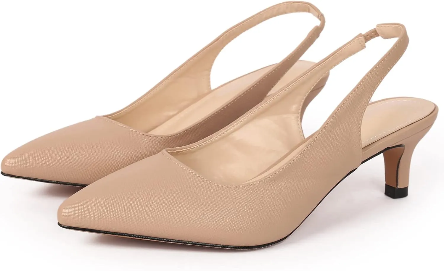 DADAWEN Women's Pointed Toe Slingback Kitten Heel Wedding Party Dress Pump Shoes