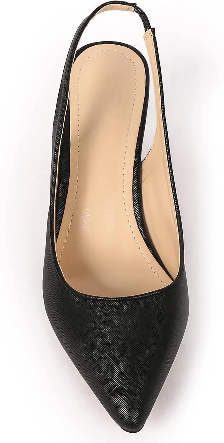 DADAWEN Women's Pointed Toe Slingback Kitten Heel Wedding Party Dress Pump Shoes