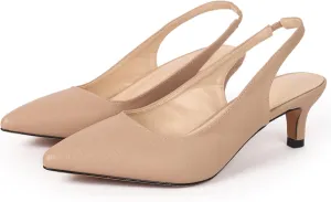DADAWEN Women's Pointed Toe Slingback Kitten Heel Wedding Party Dress Pump Shoes