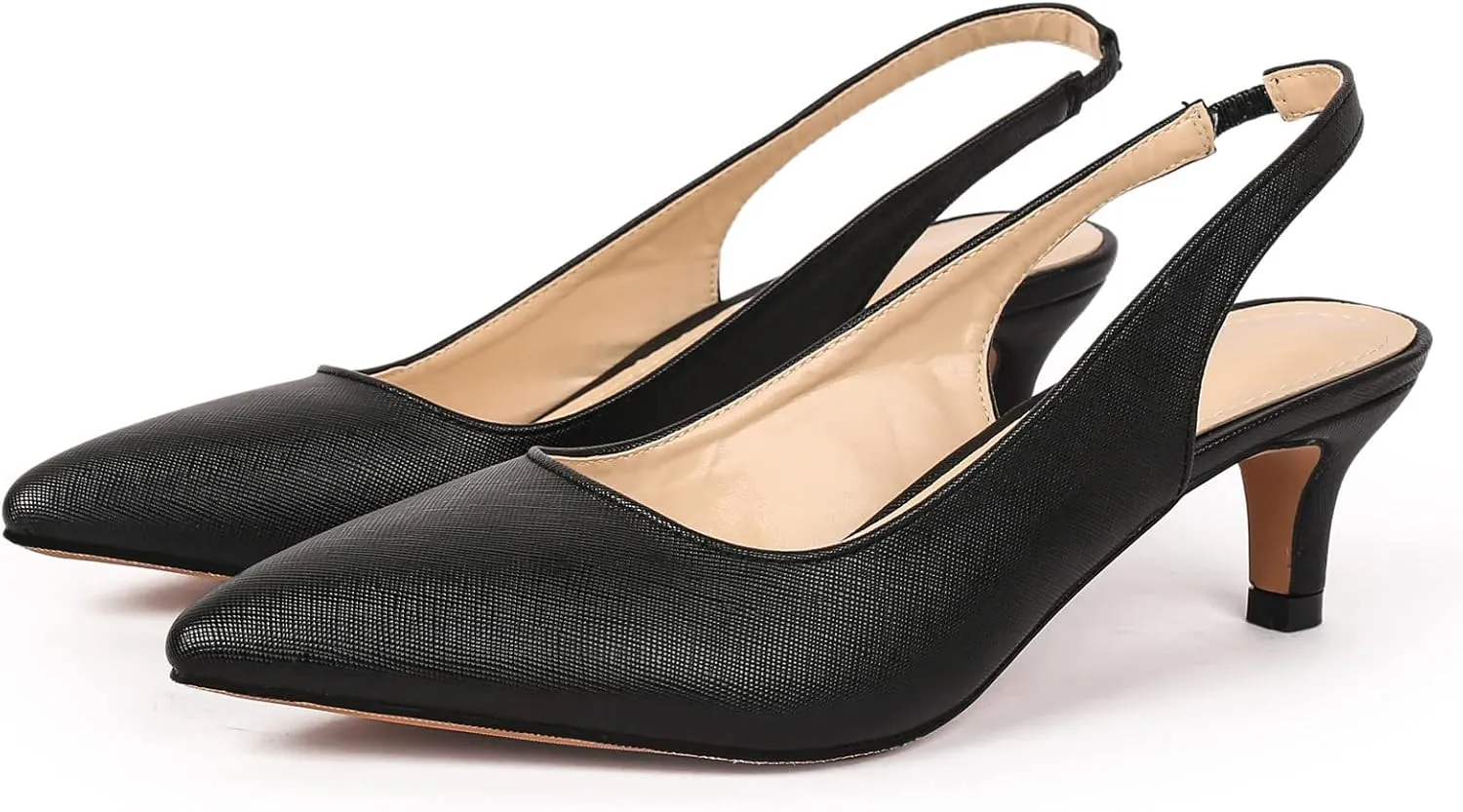DADAWEN Women's Pointed Toe Slingback Kitten Heel Wedding Party Dress Pump Shoes