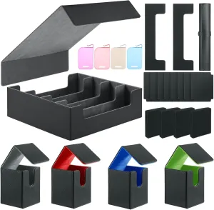 Deck Cases Bundle Hold Up to 5000 Trading Cards, Storage Boxes Set Included 4-Row Case, 4 Small Deck Cases, Game Mat and Foam Divders, Compatible with MTG, Commander, PTCG, Magic Cards