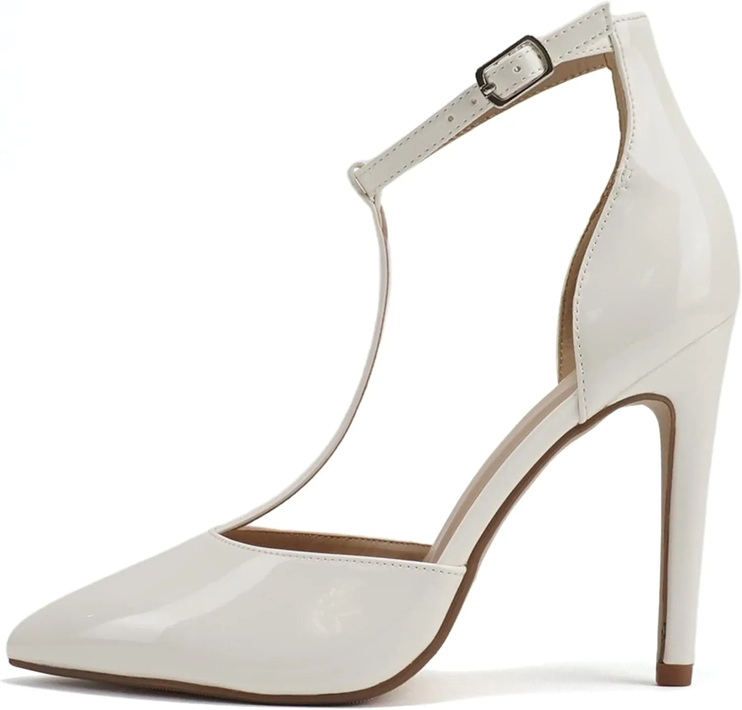 Delicious “ANYA” ~ Women Pointed Toe Closed Back Counter T-Strap Stiletto High Heel Pump Shoe