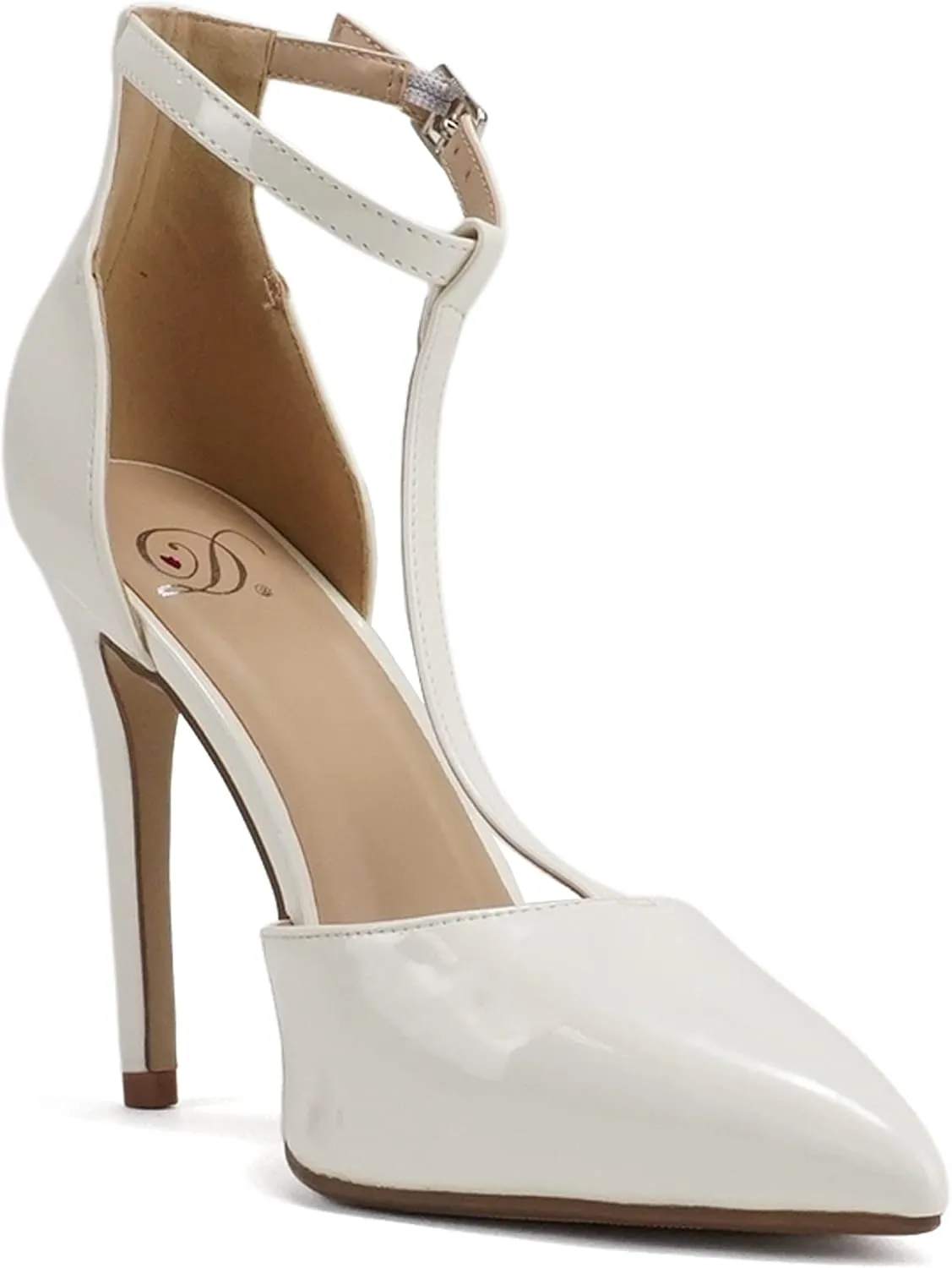 Delicious “ANYA” ~ Women Pointed Toe Closed Back Counter T-Strap Stiletto High Heel Pump Shoe