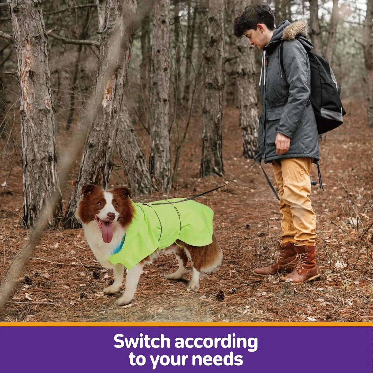 Dog Raincoat Reversible, Single Side Slicker Poncho Adjustable Waterproof Dog Rain Jacket with Leash Hole/Reflective Stripe Hooded Snowproof Windproof Clothes for Medium to 2X Large Dogs, XL