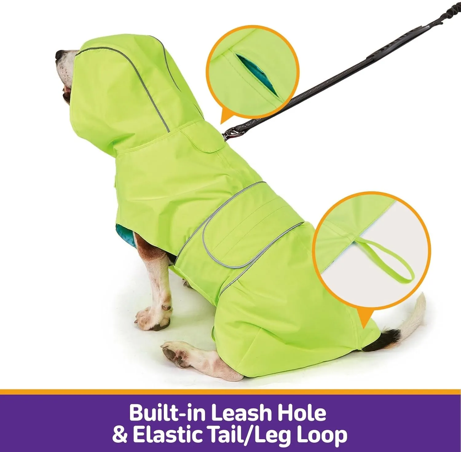 Dog Raincoat Reversible, Single Side Slicker Poncho Adjustable Waterproof Dog Rain Jacket with Leash Hole/Reflective Stripe Hooded Snowproof Windproof Clothes for Medium to 2X Large Dogs, XL