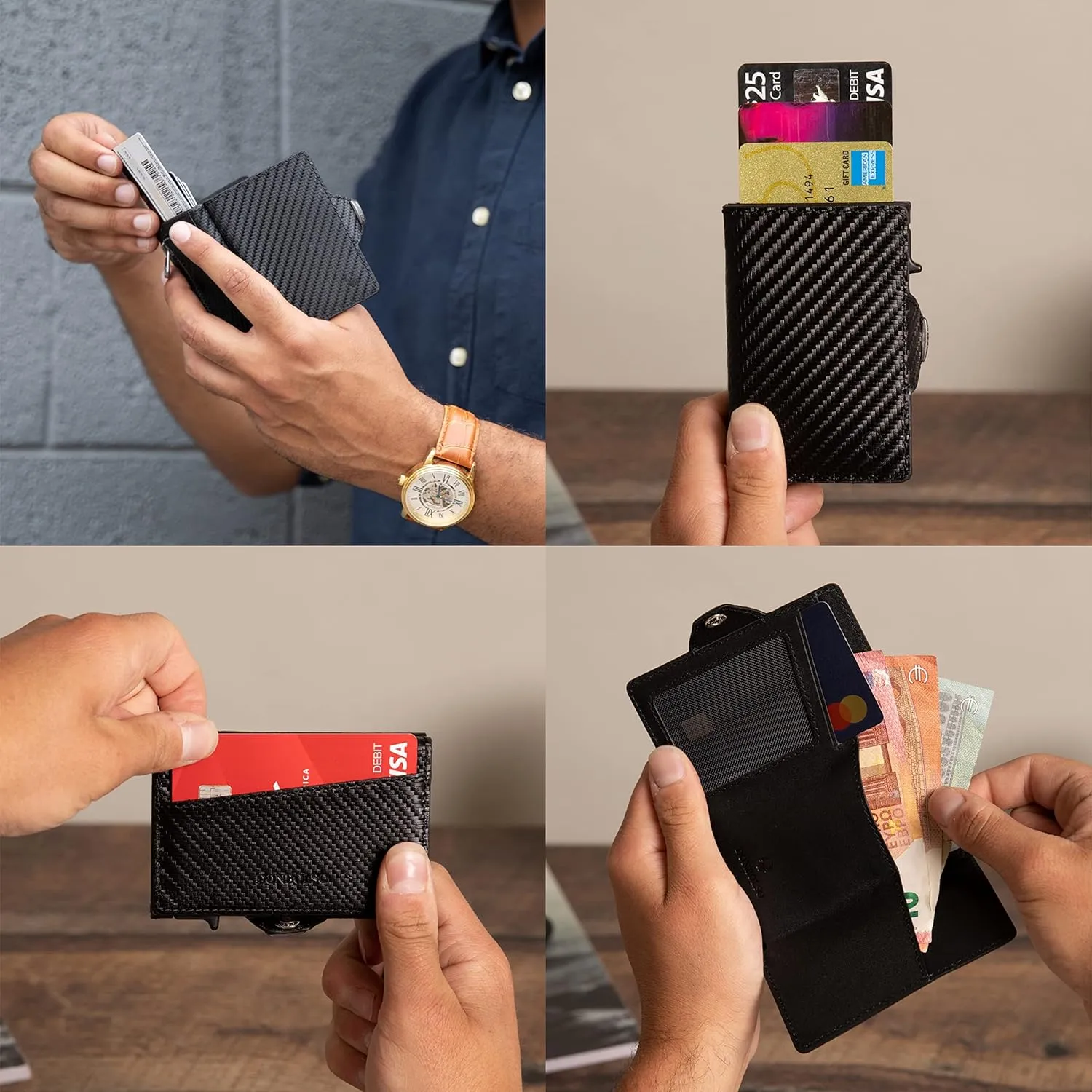 DONBOLSO Wallet Flip I Slim Wallet with Flip Case I Card Holder for Up to 10 Cards