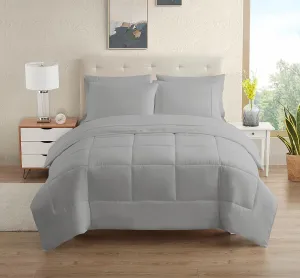 Dorm Room Essentials College Bedding Comforter Set 5 Piece Twin XL Size Bed in a Bag for College Students Boys and Girls, Twin XL, Silver