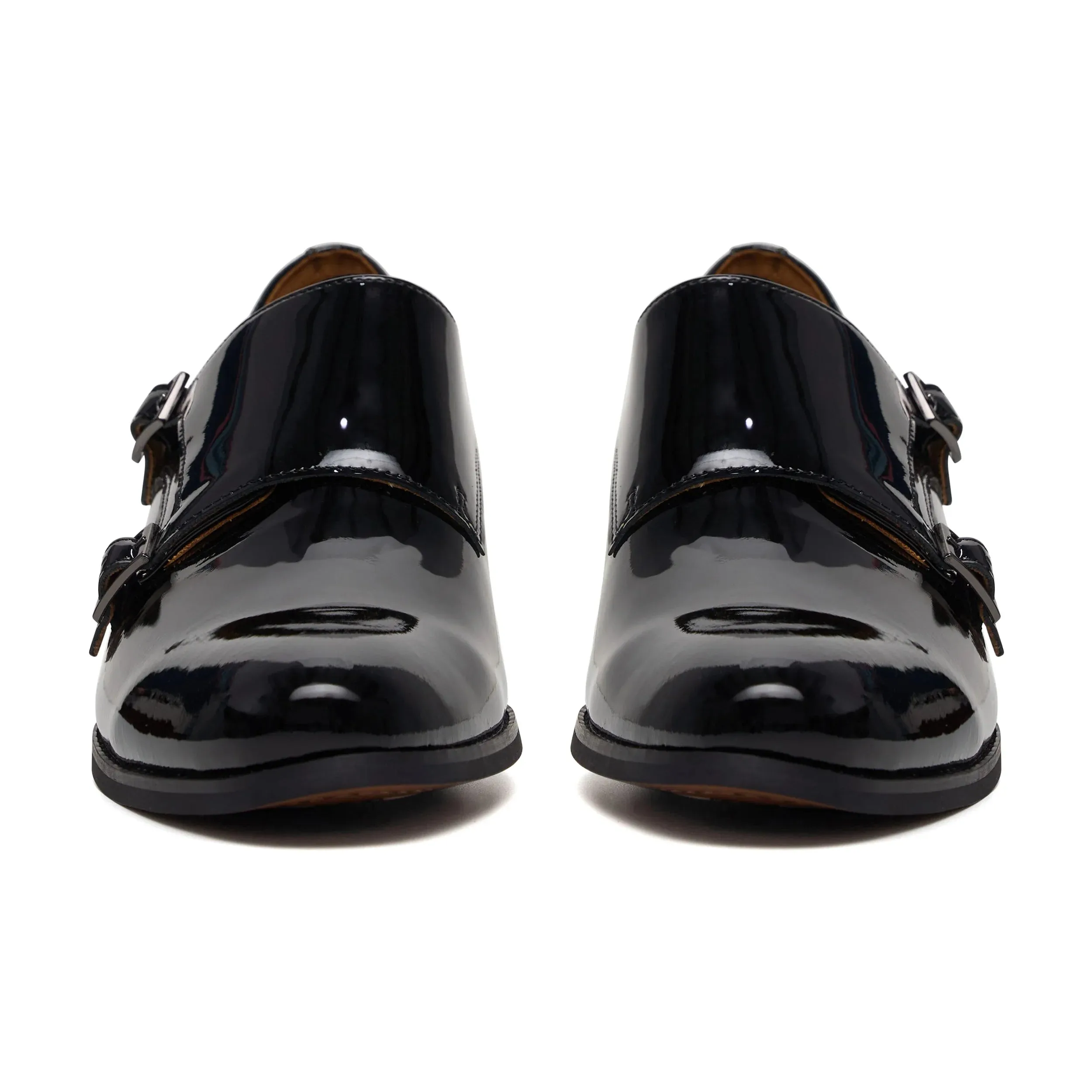 Double Monk Shoe - Black Patent Leather