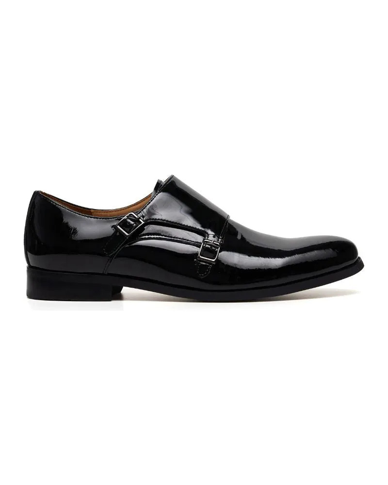 Double Monk Shoe - Black Patent Leather