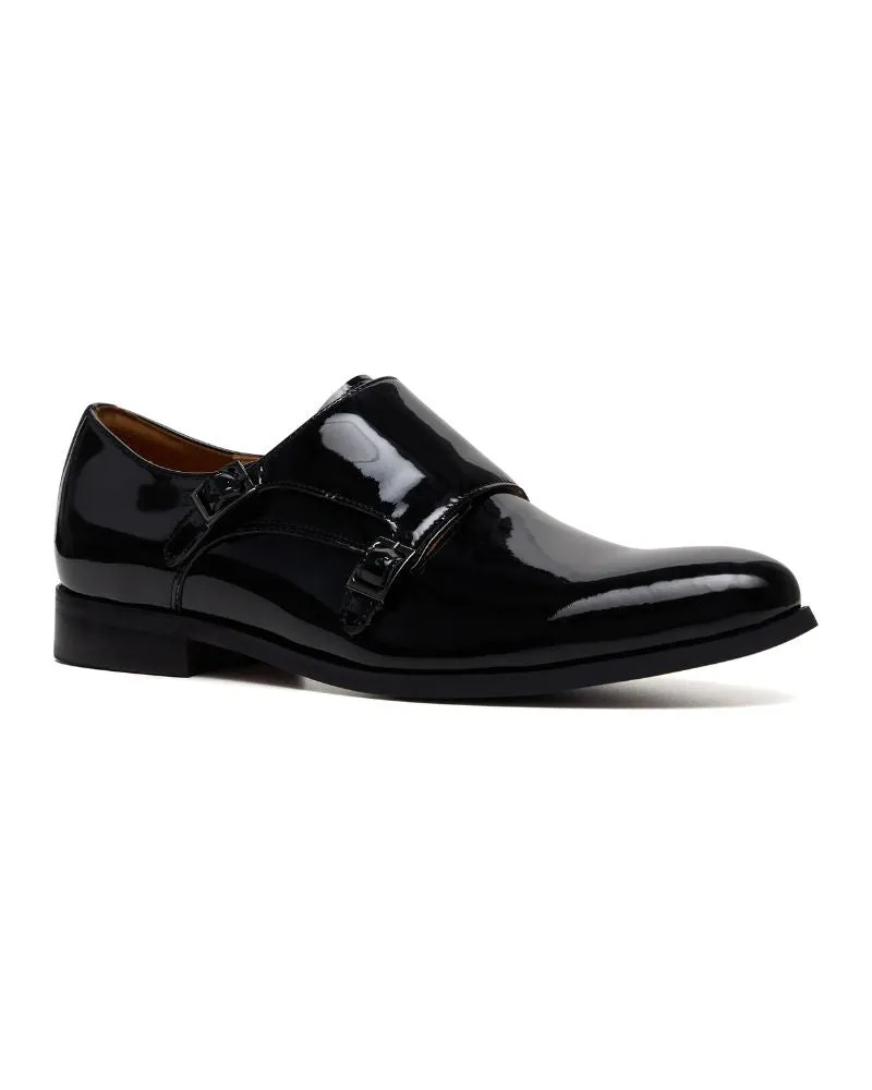 Double Monk Shoe - Black Patent Leather
