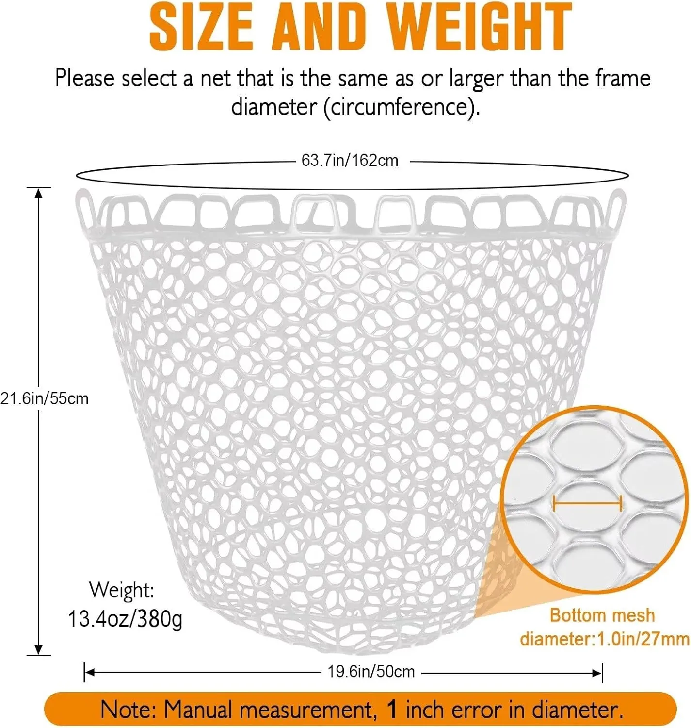 Dovesun Rubber Fishing Net Replacement Netting without Handle Clear Black Fishing Nets for Fish Fly Fish Landing Net Bag for Freshwater Saltwater Foldable Trout Net Rubber Mesh 5 Sizes