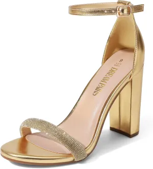 DREAM PAIRS Women's Hi-Chunk High Heel Pump Sandals