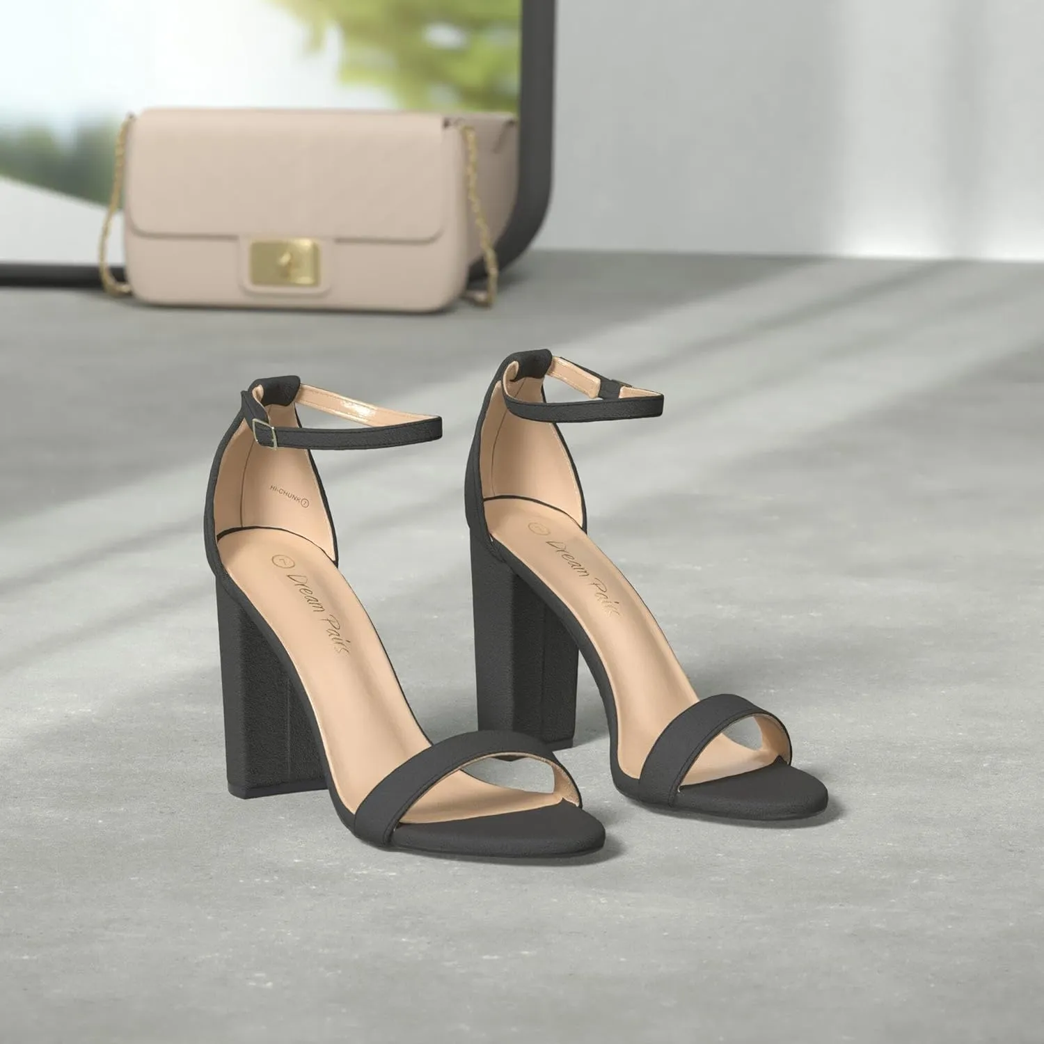 DREAM PAIRS Women's Hi-Chunk High Heel Pump Sandals