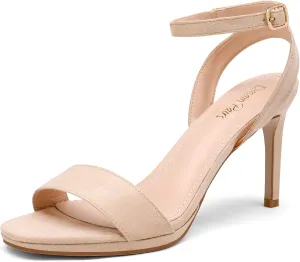 DREAM PAIRS Women's High Stiletto Open Toe Ankle Strap Heels Dress Pump Heel Sandals