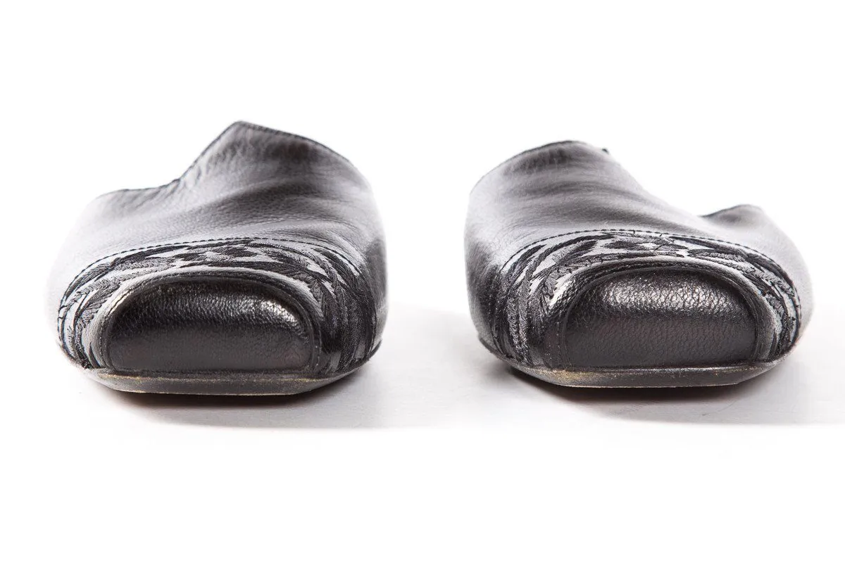 Dries Van Noten Black Leather Mule Flats SZ 35.5